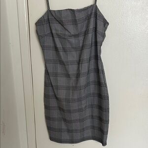 Elegant Checkered Spaghetti Strap Mini Dress